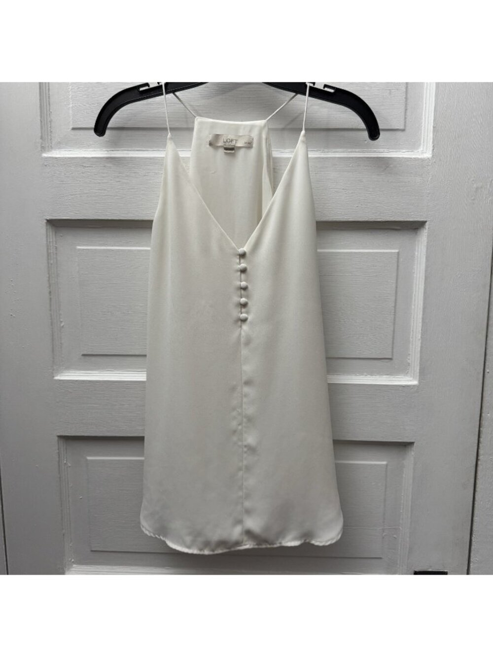 LOFT Petites Ivory Sleeveless Halter Blouse Button Front Tank Top XSP
